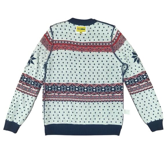 Tipsy Elves Humping Reindeer Ugly Christmas Sweater Men's L Blue Crewneck Funny - Picture 7 of 9